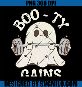 Booty Gains Cute Spooky Season Halloween PNG, Ghost Gym PNG