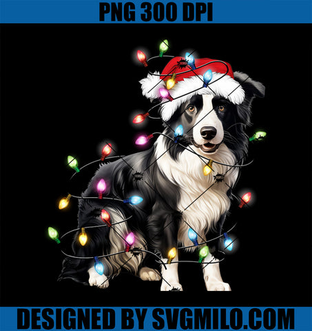 Border collie dog Christmas Lights Xmas dog Long PNG