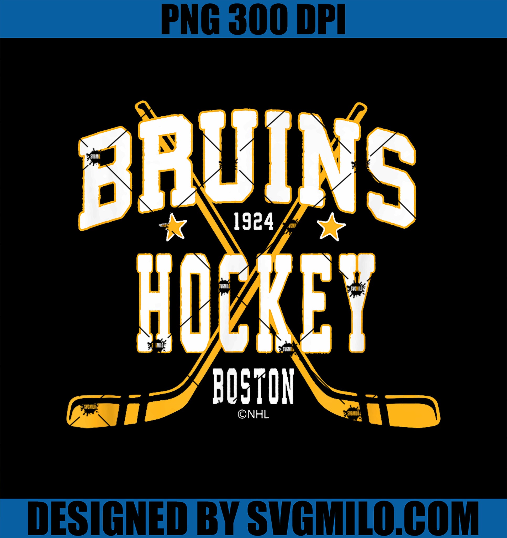 Boston Bruins Stars Black Officially Licensed PNG