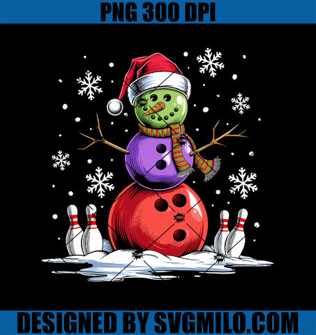 Bowling Snowman Bowling Player Santa Hat Christmas Funny PNG