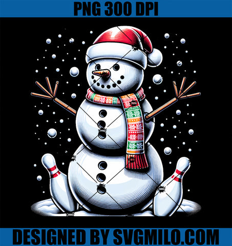 Bowling Snowman Christmas PNG, Bowling Player Santa Hat Christmas Funny PNG