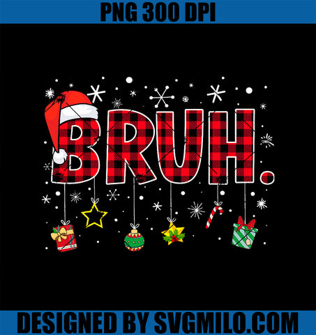 Bruh Funny Christmas Red Plaid Teens Boys Kids Xmas PNG