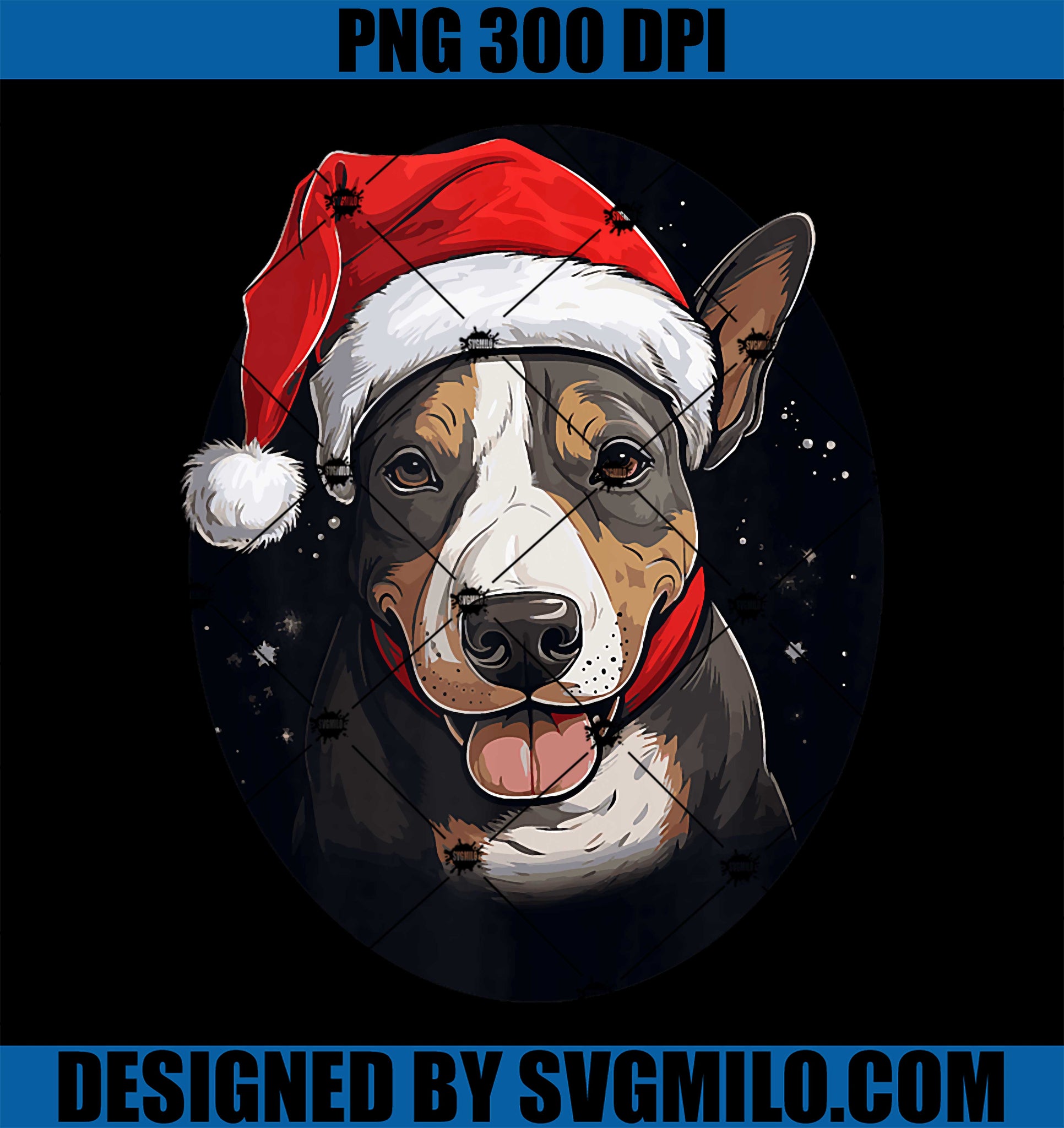 Bull Terrier Xmas PNG, Santa Dog Christmas PNG