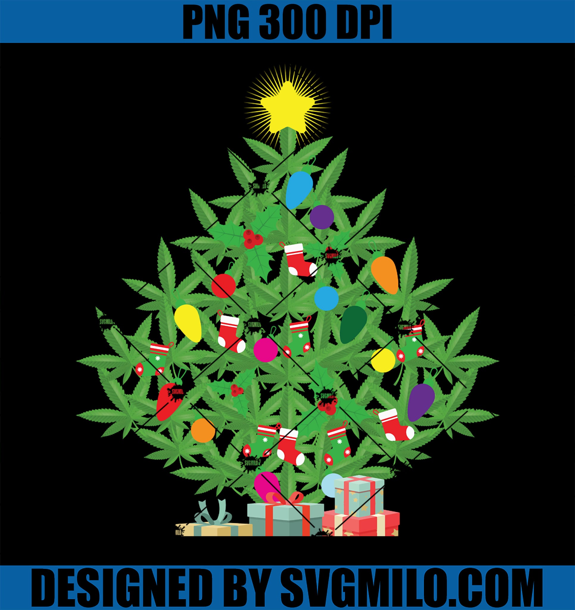 Cannabis Leaf Christmas Tree Lights Weed Smoking Marijuana PNG