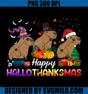 Capybara Happy Hallothanksmas PNG, Halloween Thanksgiving PNG