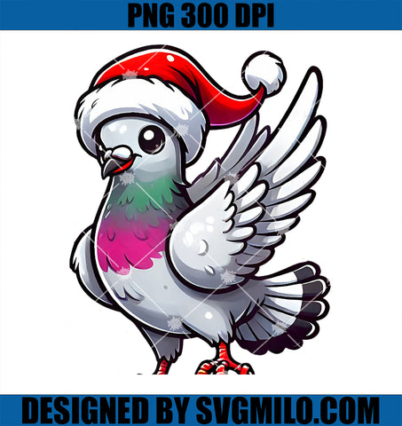 Cartoon Pigeon Wearing Santa Hat Christmas PNG