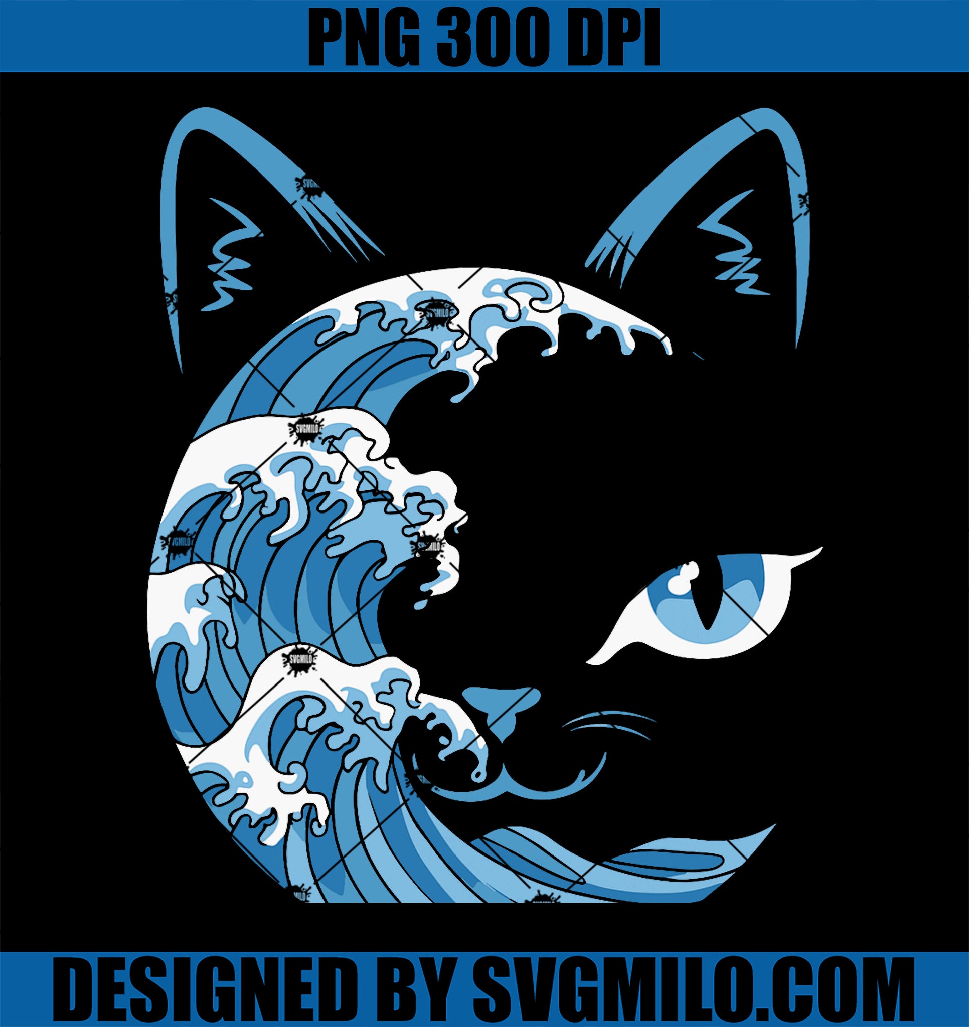 Cat Bule Wave PNG, Blue Cats Wave PNG, Blue Wave Of Cat Ladies PNG