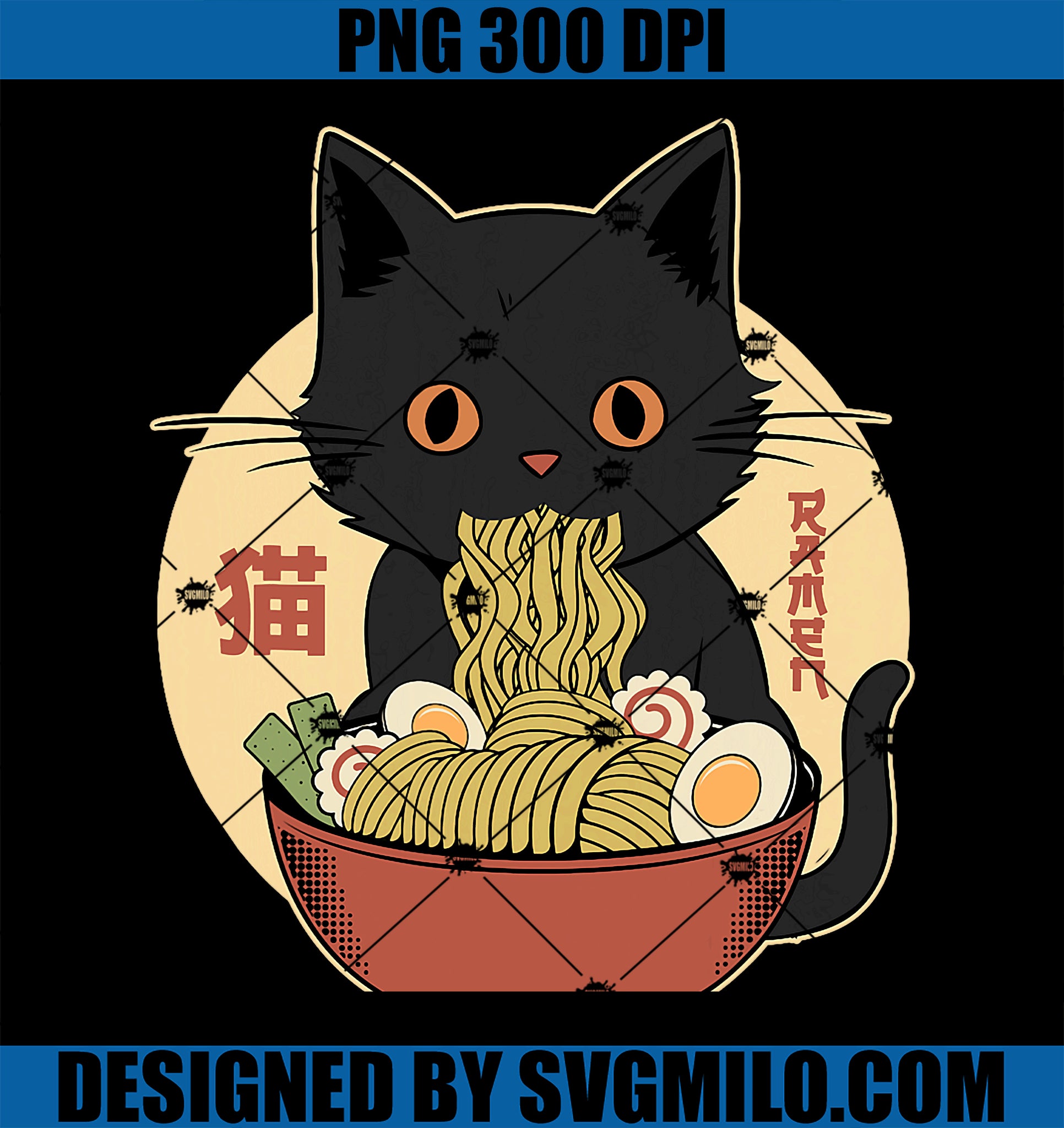 Cat Ramen Funny PNG, Graphic Tees Japanese Kawaii Cat Anime PNG