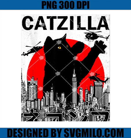 Catzilla Cute Art Japanese Cat Stuff For Cat Lover Mom Dad PNG