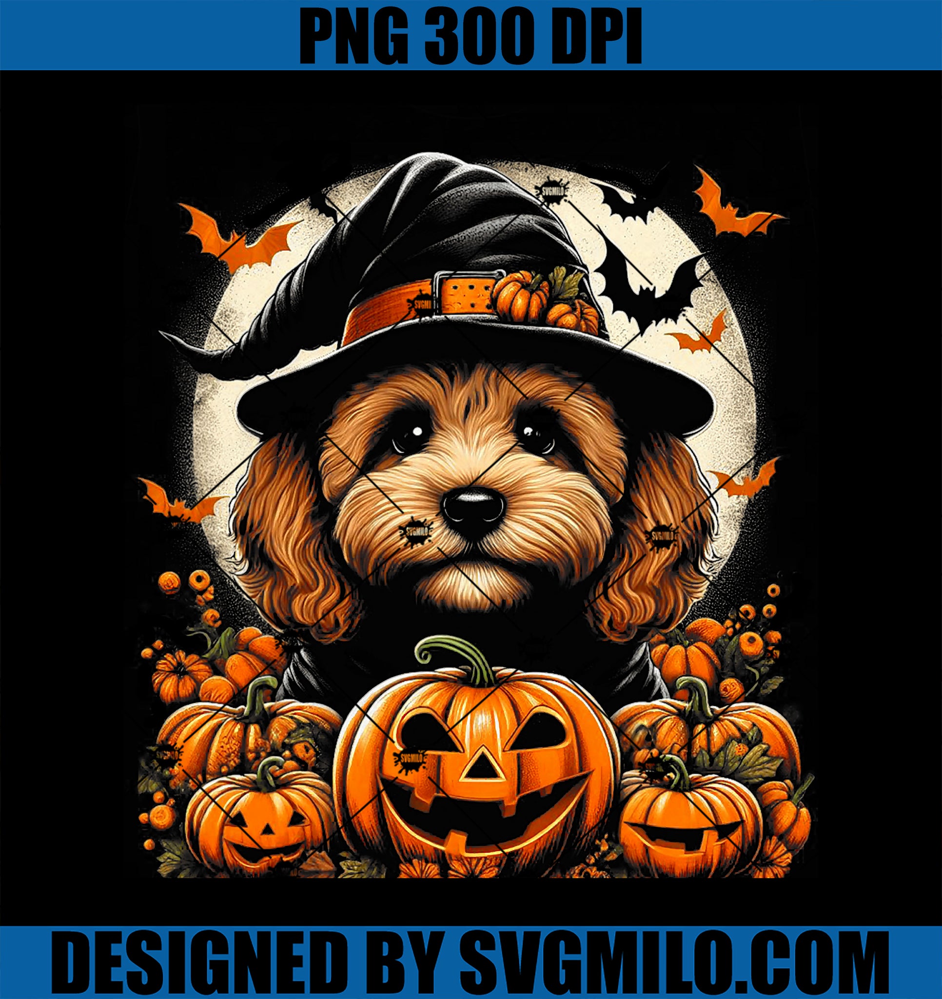 Cavapoo Cockapoo PNG, Goldendoodle Halloween PNG