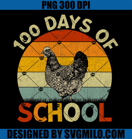 Chicken Retro Boys Girls Teachers 100th Day of School PNG