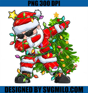 Christmas Dabbing Santa Tree Lights PNG, Santa Dabbing PNG