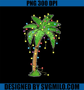 Christmas Lights Palm Tree PNG, Beach Tropical Xmas PNG