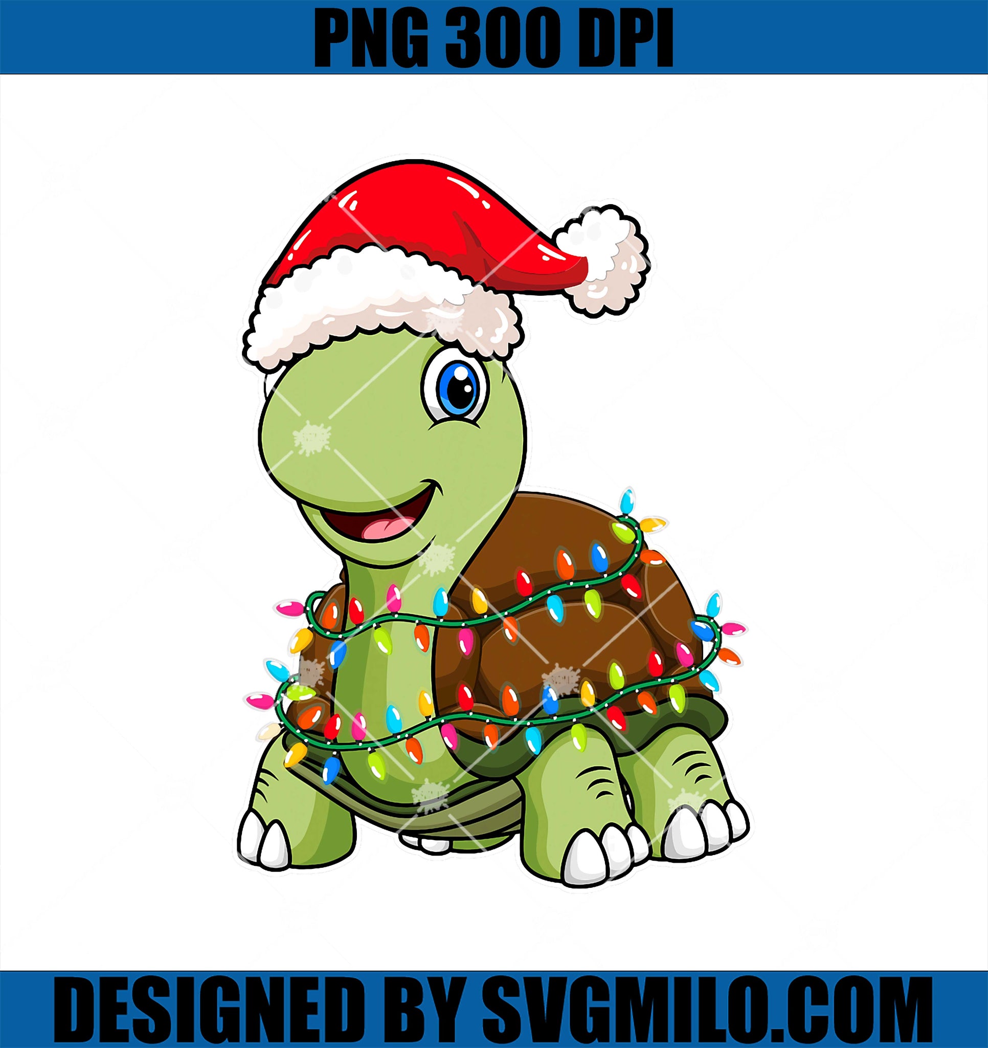 Christmas Lights Turtle Wearing Xmas Hat PNG, Sea Turtle Lover PNG