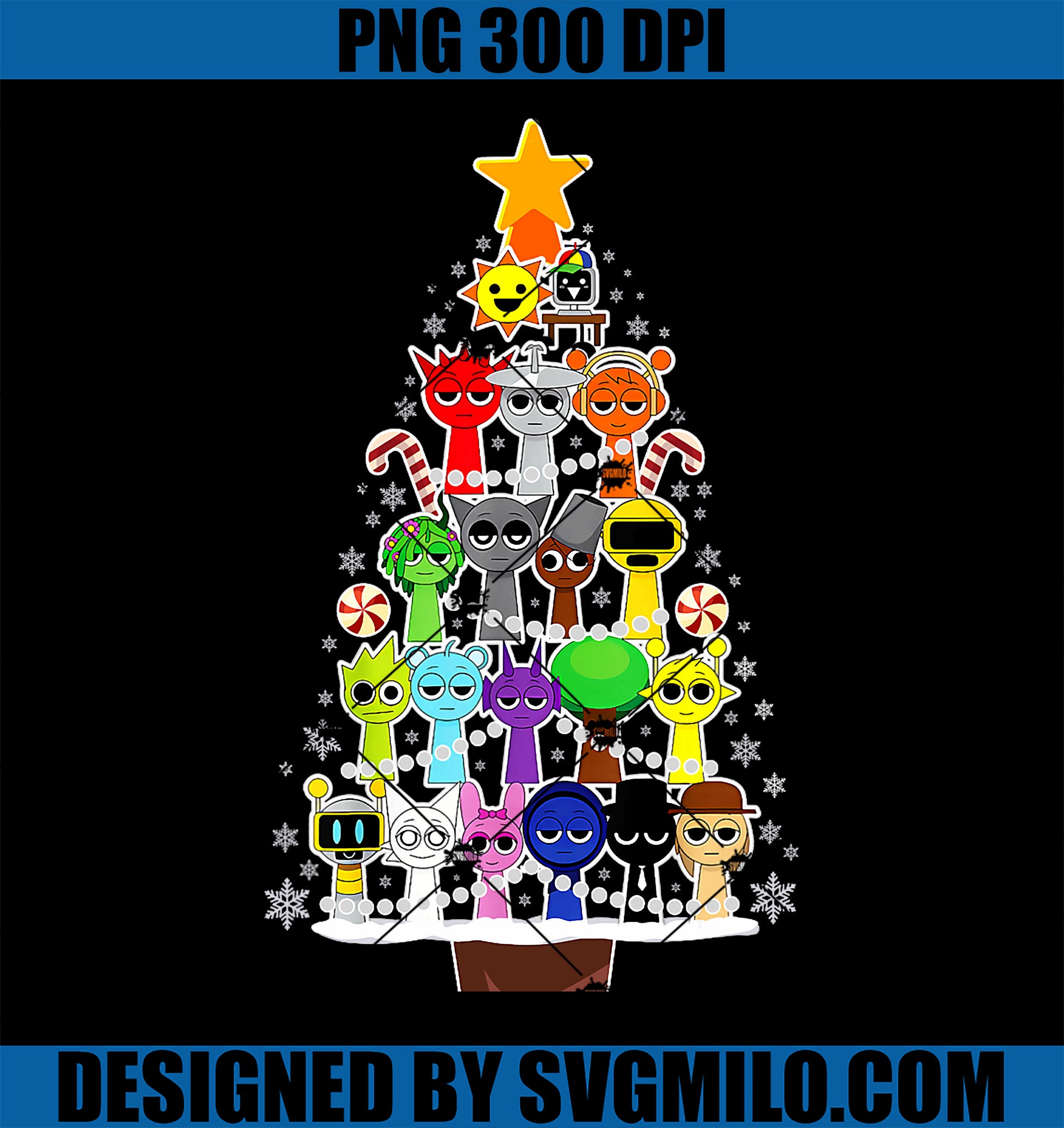 Christmas All my Sprunki toys Xmas Light Tree PNG