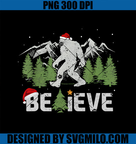 Christmas Believe Bigfoot PNG, Funny Xmas Tree PNG