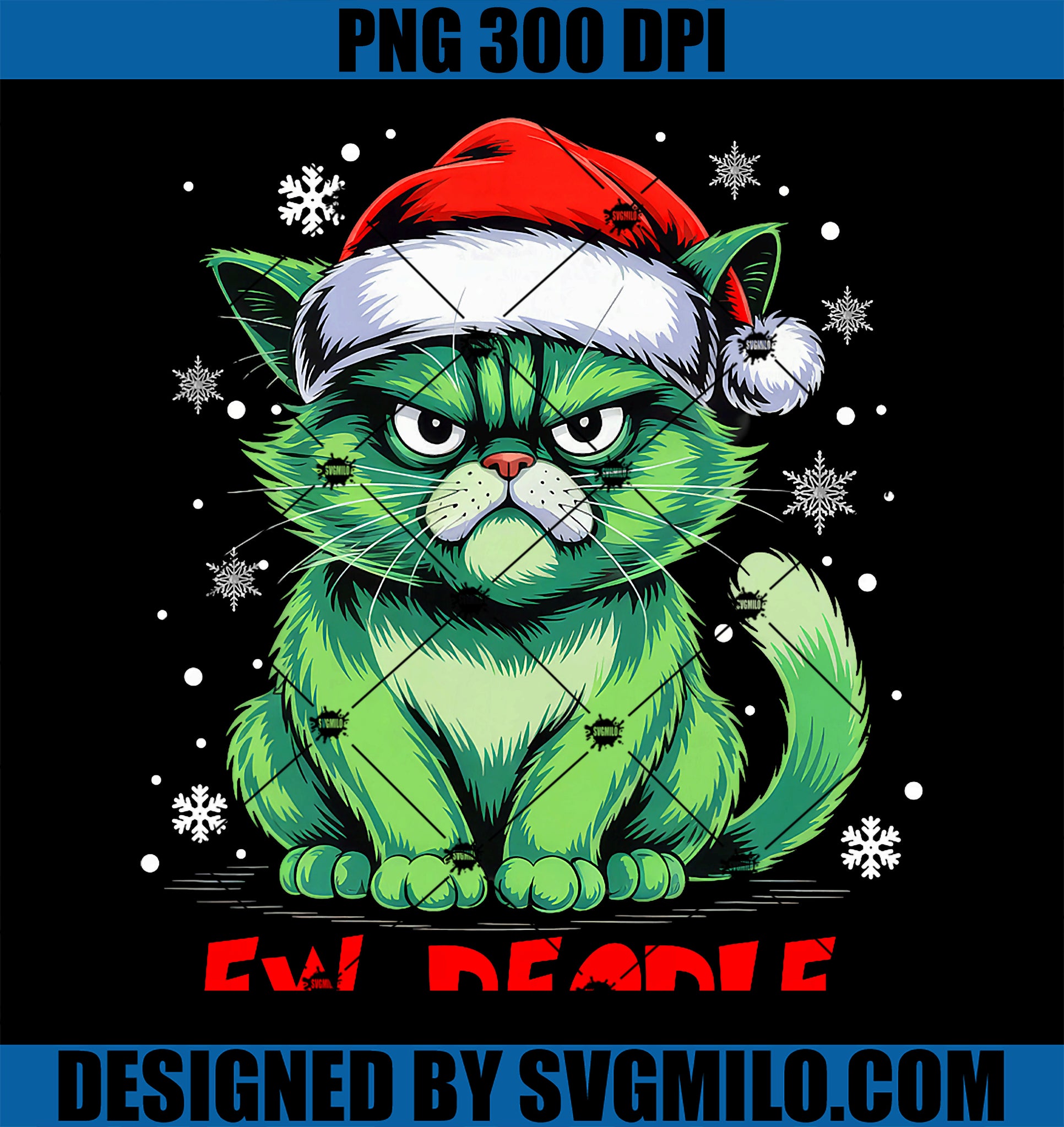 Christmas Cat Ew People Meowy Cat Santa PNG, Funny Xmas PNG