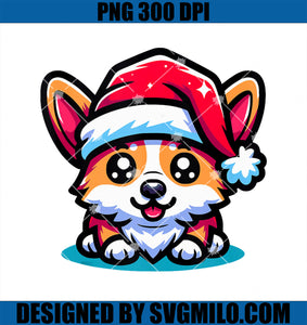 Christmas Corgi Wearing Santa Hat Kawaii Holiday Dog PNG