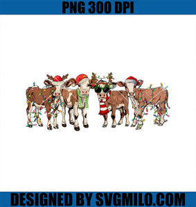 Christmas Cow Western Xmas Lights Holiday Pajamas Cow Lover PNG