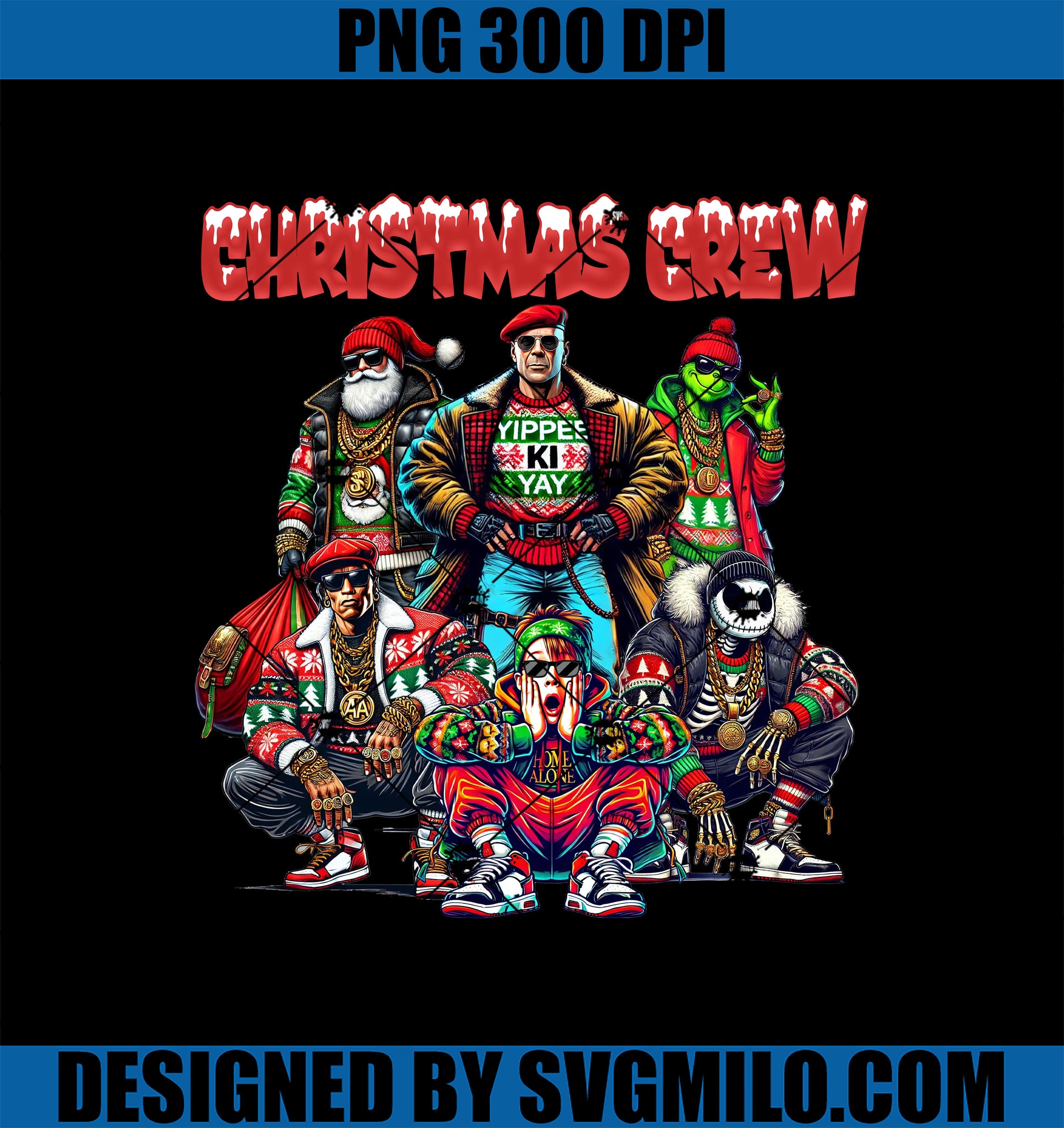 Christmas Crew PNG, Santa Grinch Xmas PNG