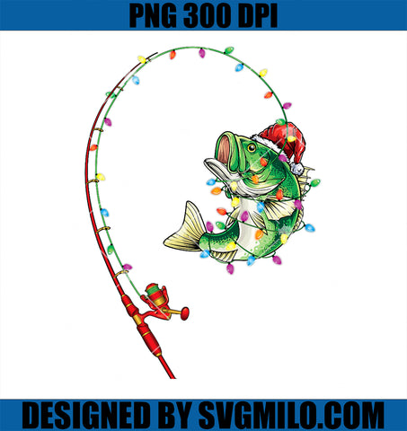 Christmas Dad Bass Fish PNG, Funny Santa Fishing PNG