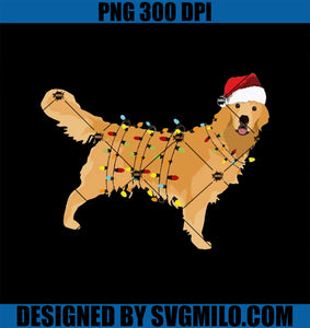 Christmas Golden Retriever PNG, New Year Dog  Christmas Lights PNG