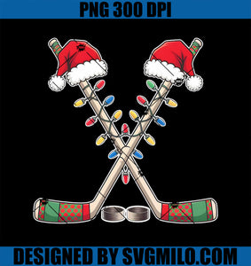 Christmas Hockey With Santa Hat Christmas Hockey PNG