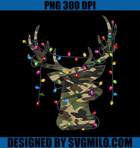 Christmas Holiday Camo Hunting Reindeer Deer Xmas Lights PNG