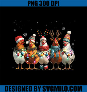 Christmas Lights Chicken Santa PNG, Funny Xmas Tree Chicken PNG