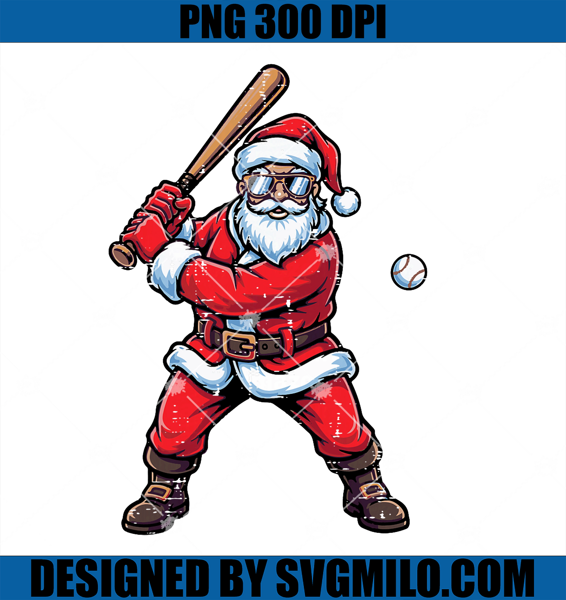 Christmas Santa Baseball PNG, Batter Xmas Sports PNG