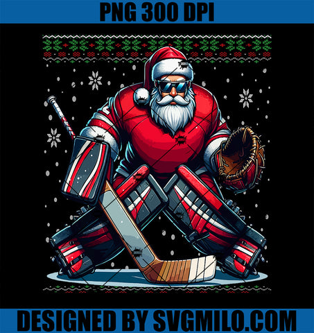 Christmas Santa Hockey Goalie Ugly Christmas PNG