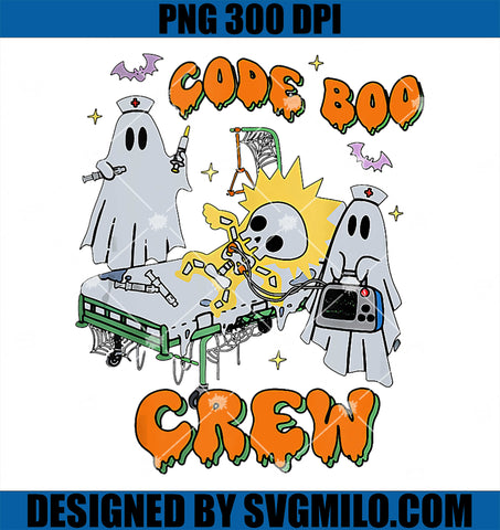 Code Boo Crew Funny PNG, Ghost Nurse Halloween PNG