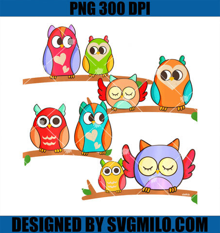 Colorful Owls Girls Cute PNG, Owl Motive Flying Birding Animal PNG