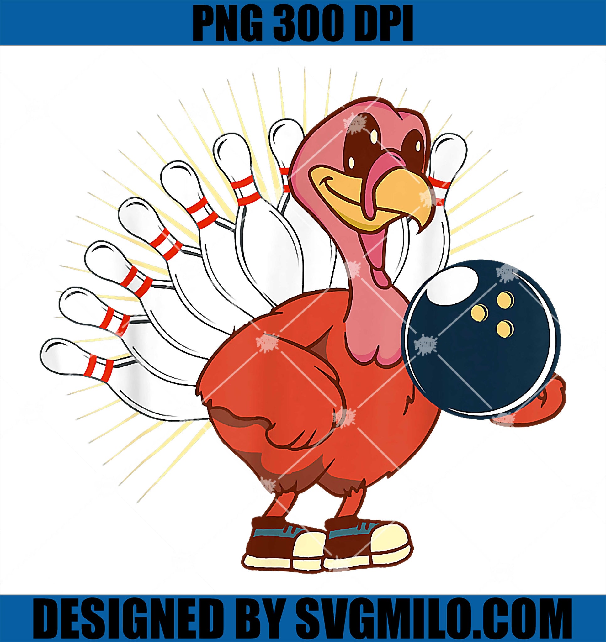 Cool Turkey Bowling Ball Feathers PNG, Funny Thanksgiving PNG