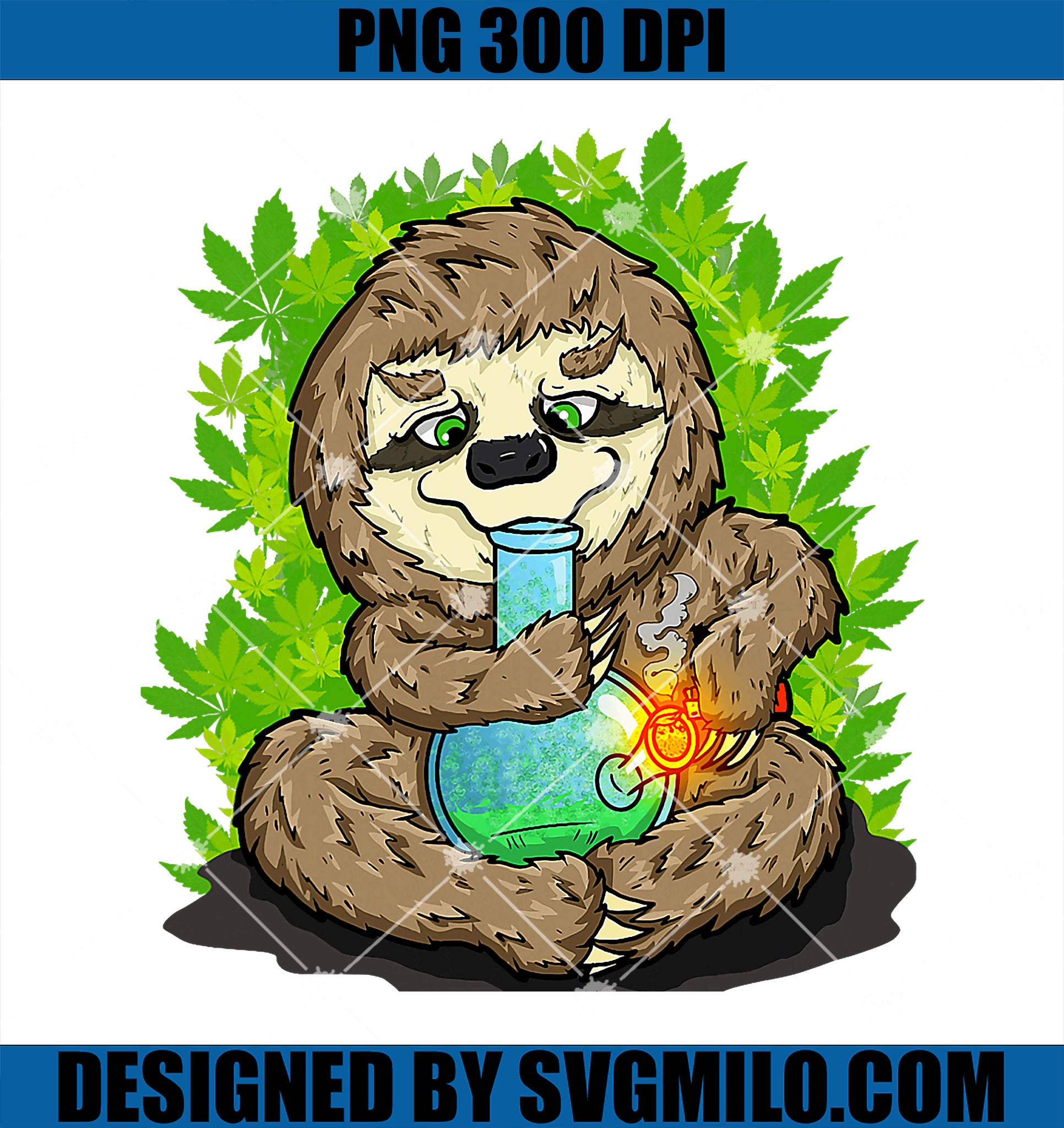 Cool Sloth Smoking Weed Cannabis Marijuana 420 Stoner Gift PNG