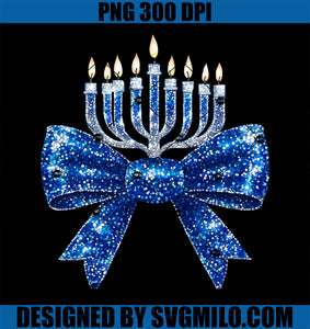 Coquette Hanukkah Bow Jewish Bow Menorah Bow PNG