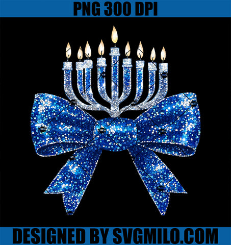 Coquette Hanukkah Bow Jewish Bow Menorah Bow PNG