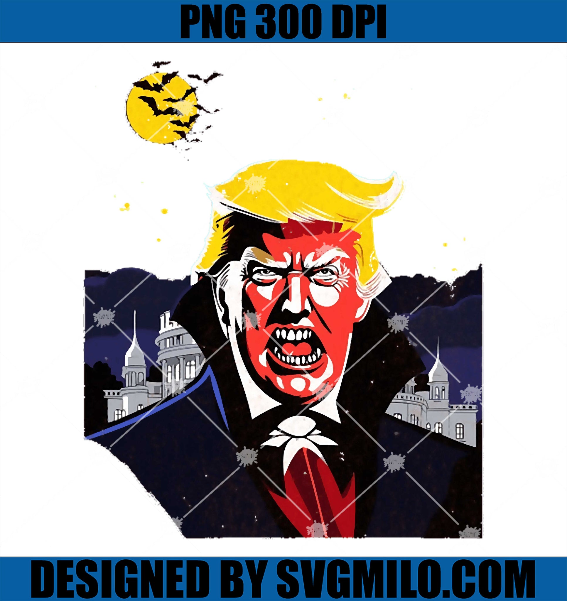 Count Von Trumpcula PNG, Retro Trump Halloween PNG