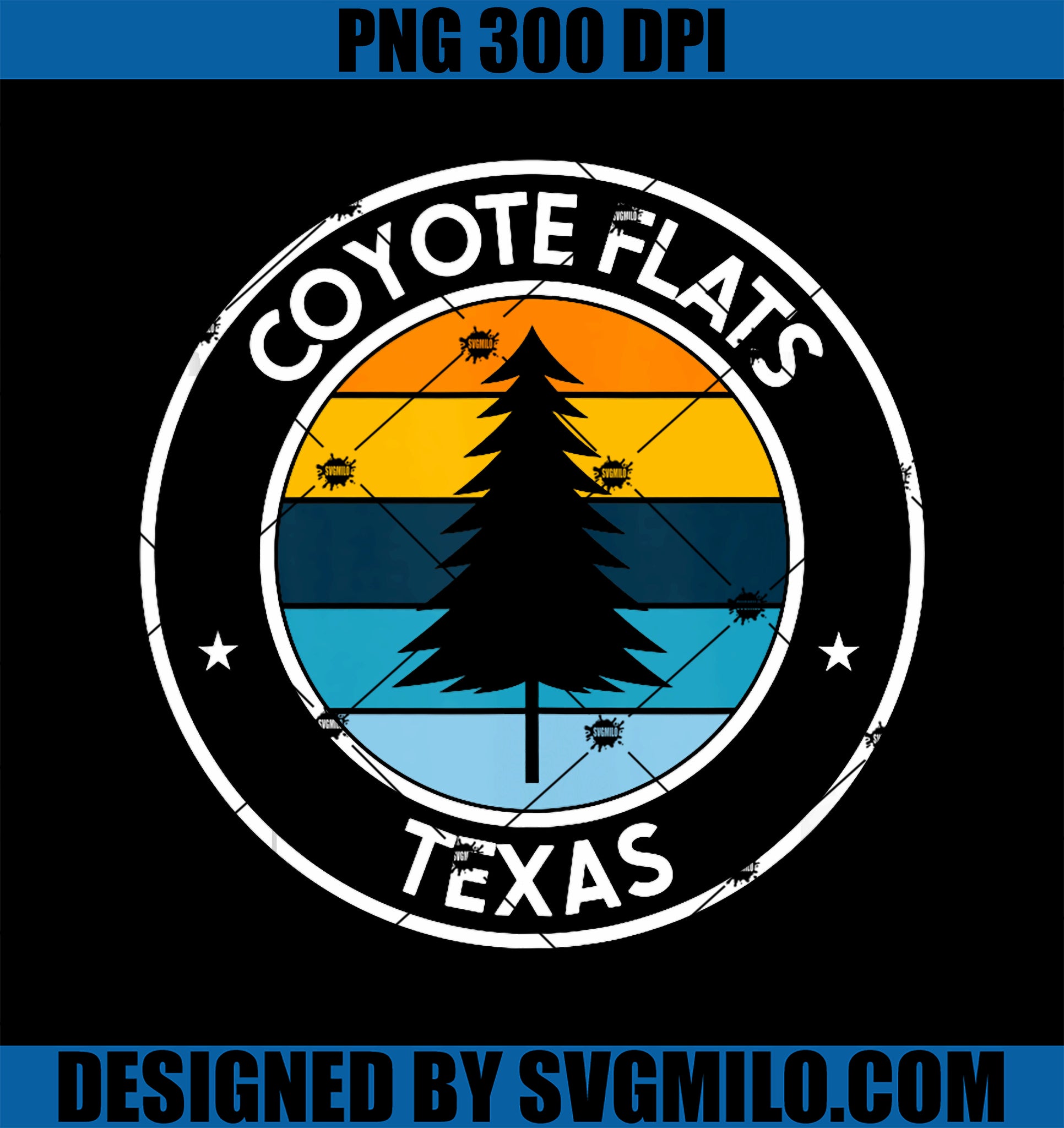 Coyote Flats Texas TX USA City Pride Retro Sunset PNG