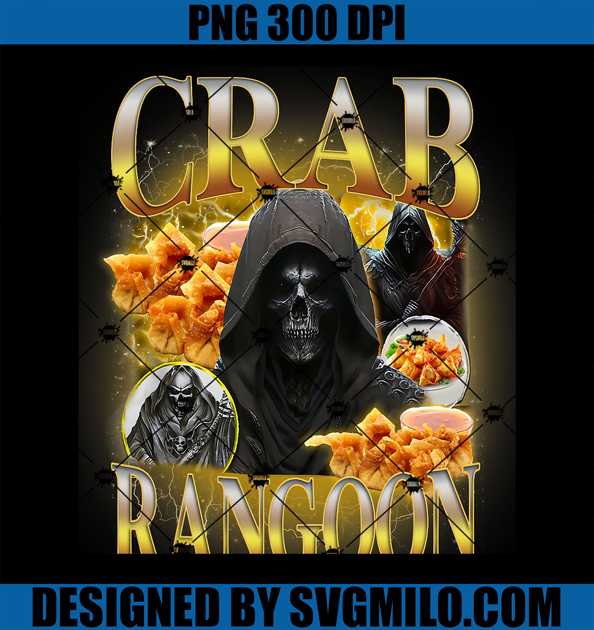 Crab Rangoon Meme Bootleg Rap Style PNG, Funny Hard Skeleton Meme PNG