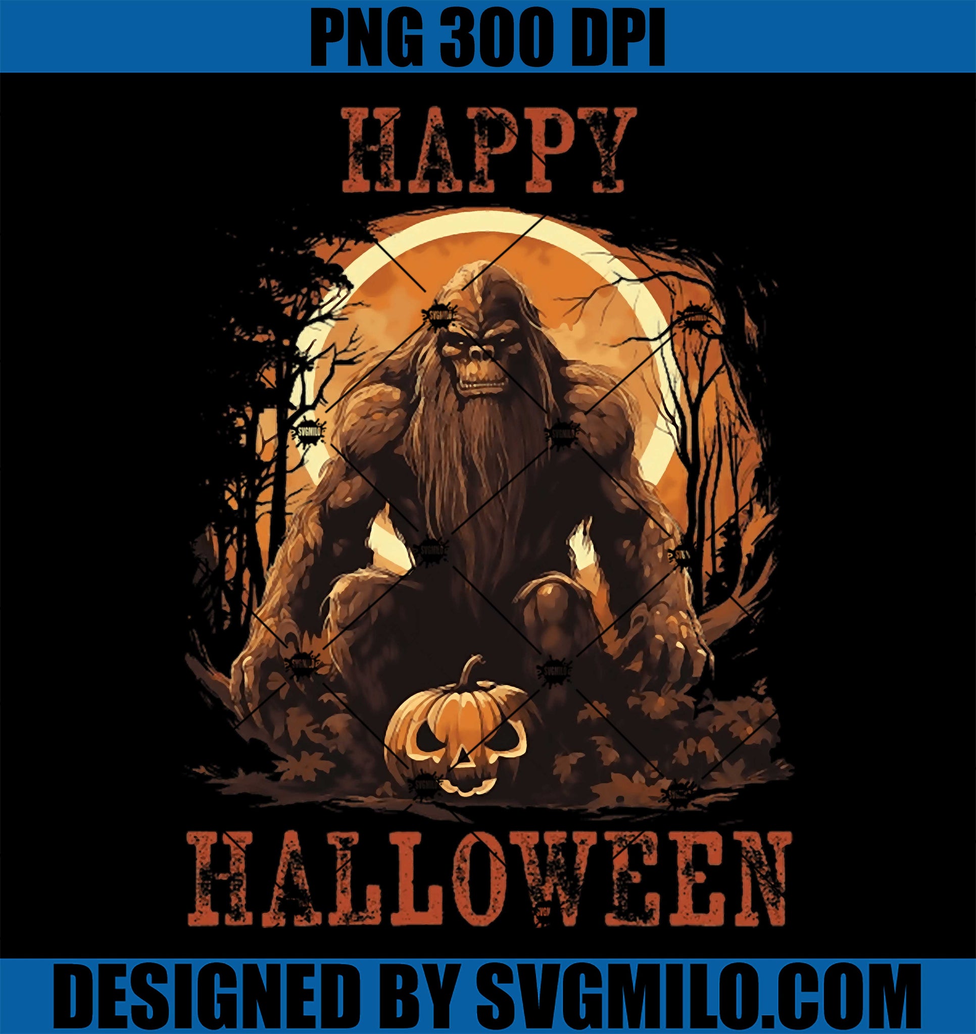 Creepy Bigfoot Halloween PNG, Bigfoot Happy Halloween PNG