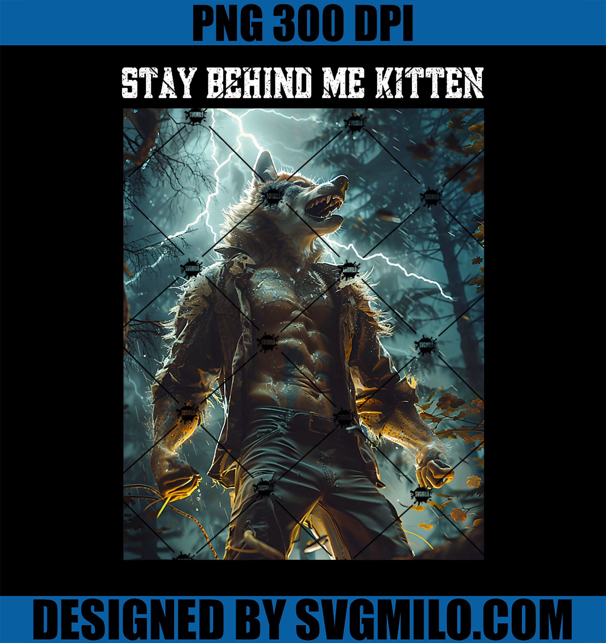 Cringy Werewolf Kitten PNG, Wolf Meme Cringe Alpha PNG