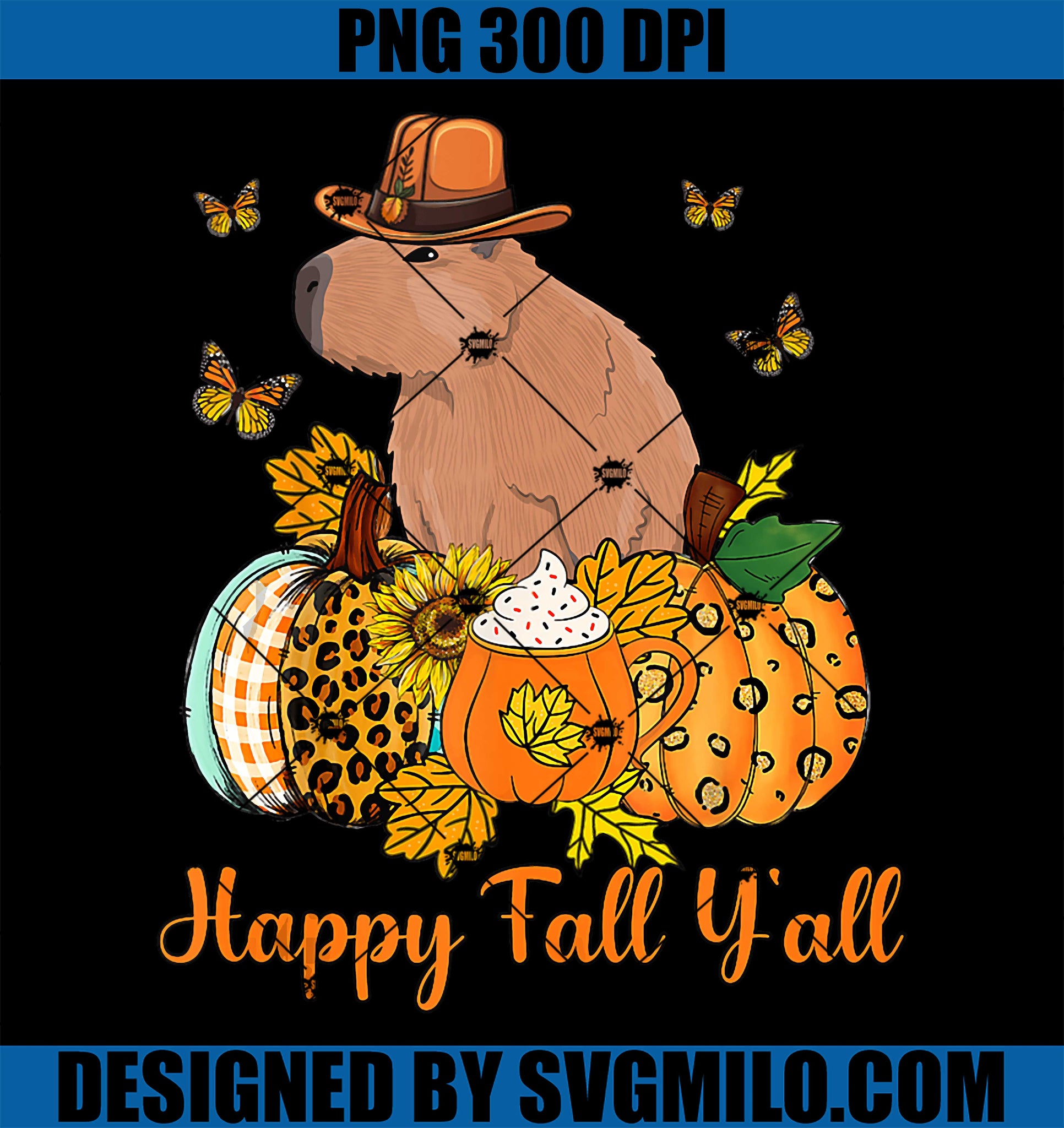 Thanksiving Capybara Cute Capybara Happy Fall Y'all PNG, Thanksgiving Day Pumpkin PNG
