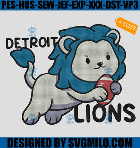 Cute Detroit Lions Football Embroidery Design, Lion Football Embroidery Design