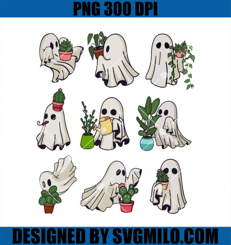 Cute Ghost Plant Lady Halloween PNG, Plant Lovers Gardening PNG