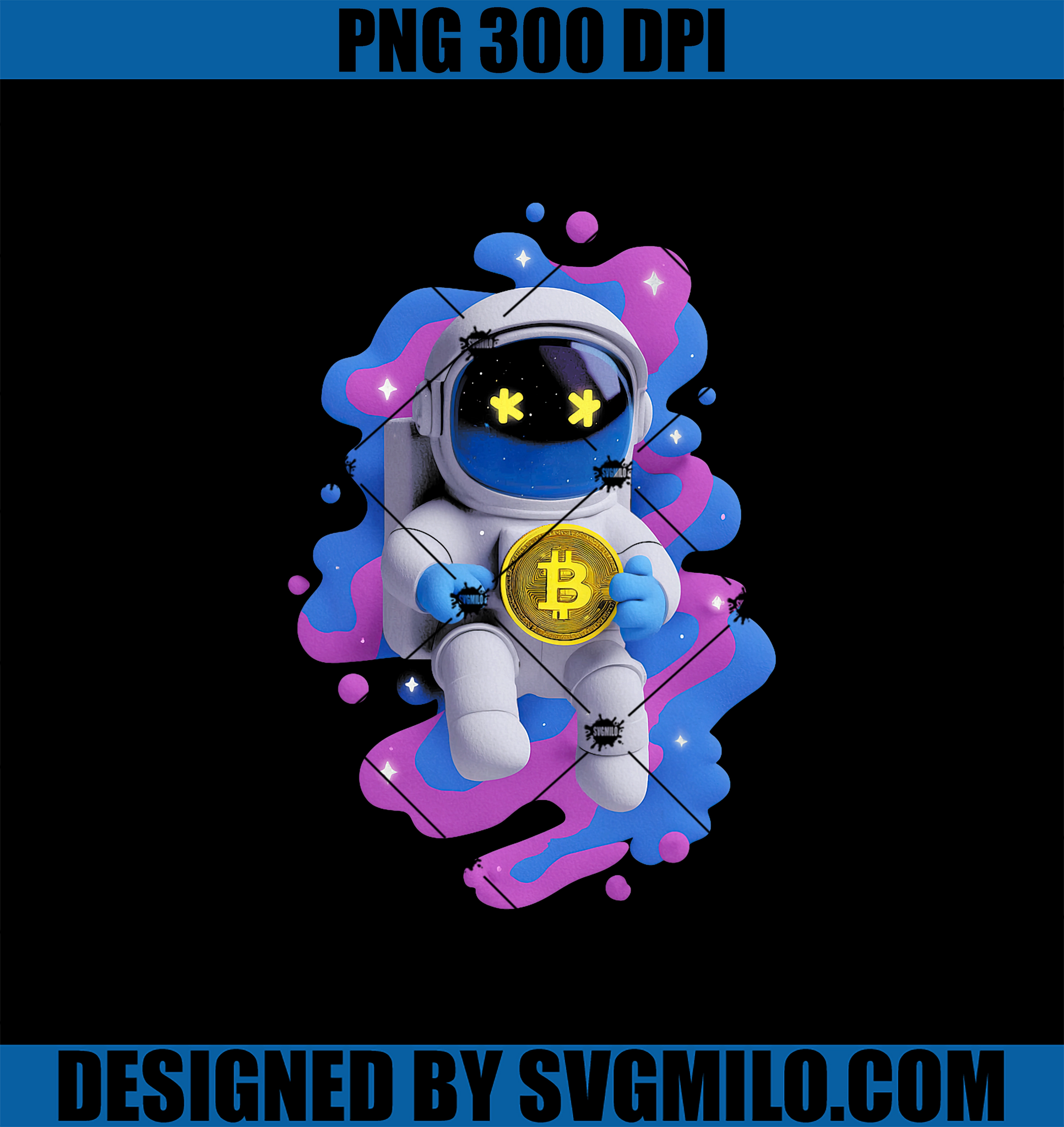 Cute 3D Astronaut PNG, Bitcoin Space Cartoon PNG