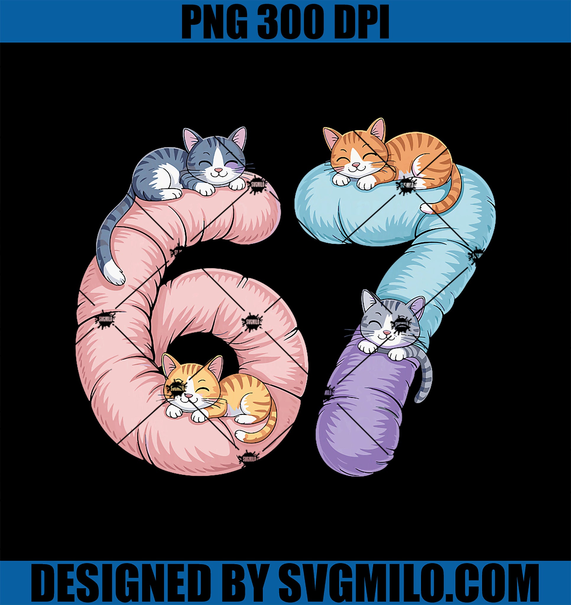 Cute 67 Cat Meme PNG, Design PNG