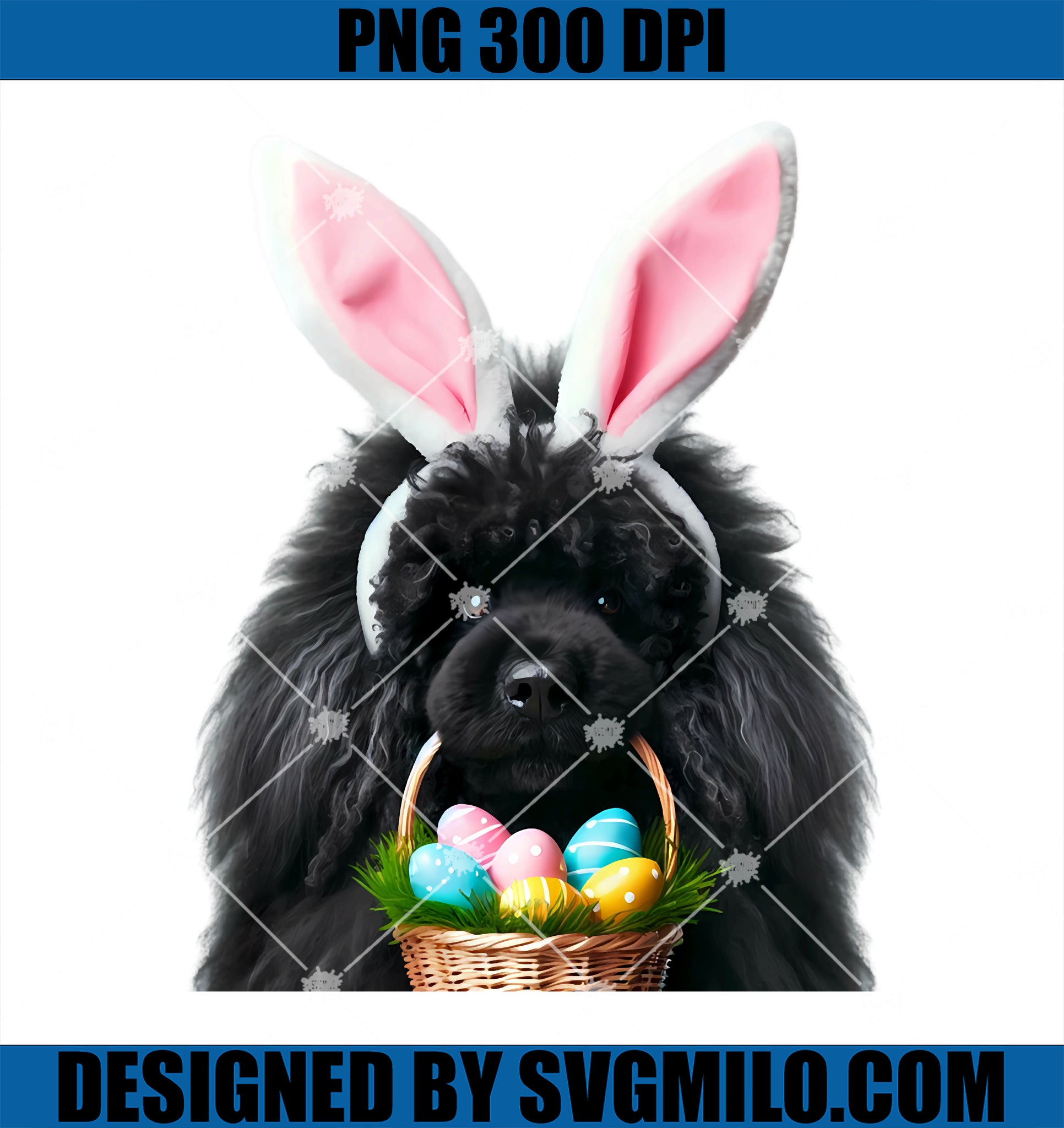 Cute Bunny Ears Puli Dog Easter Egg PNG, Hunt Owner Mom Lover Dad PNG