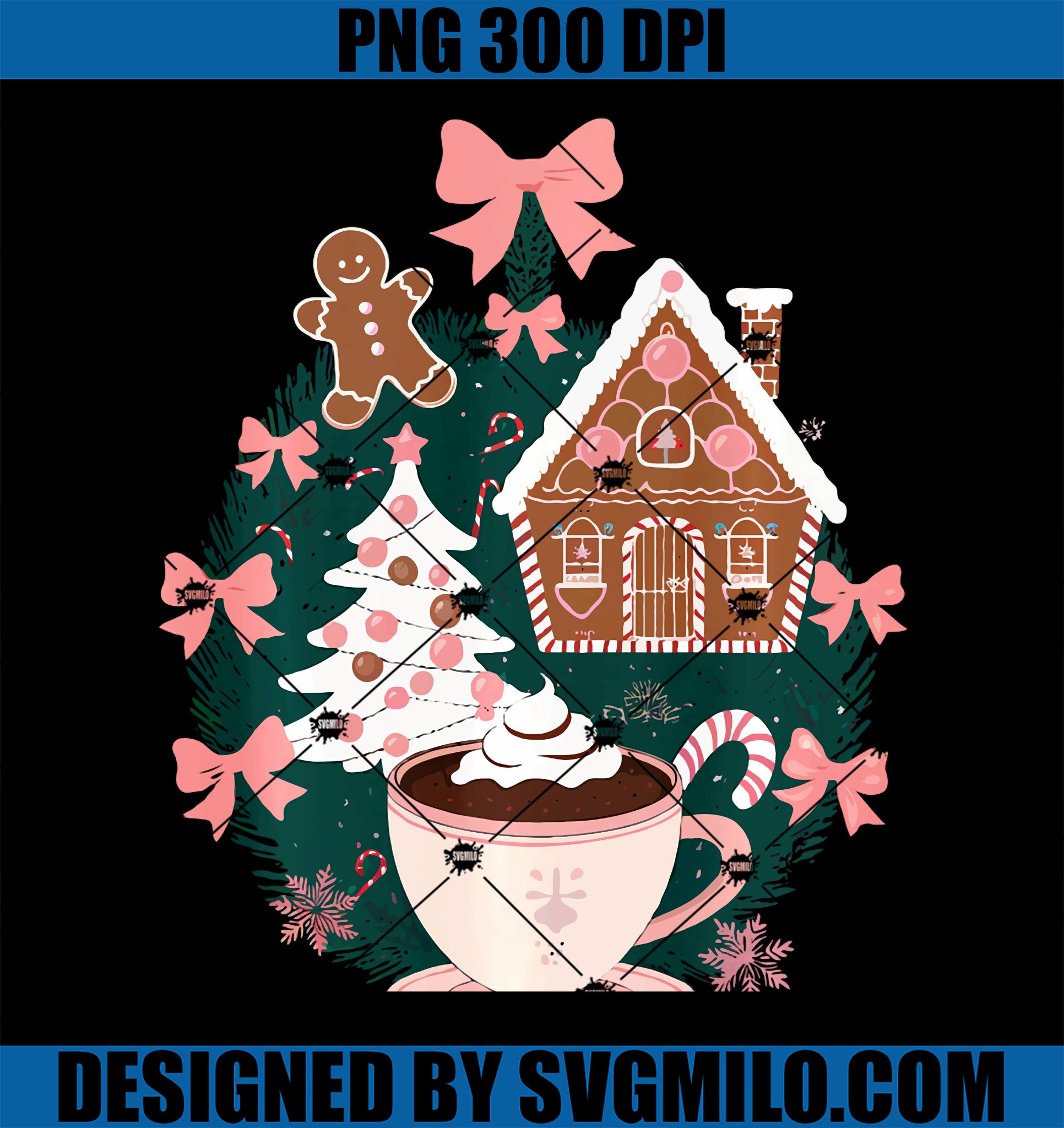 Cute Coquette Bow Pink Christmas Tree Santa Xmas Holiday PNG