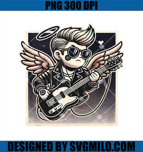 Cute Cupid Rocker with Guitar for Rock Music PNG